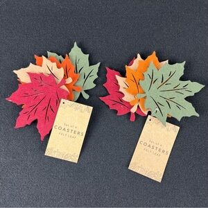 NWT Liberty Procurement Felt Maple Leaf Coasters Red Green Tan Orange 8 total